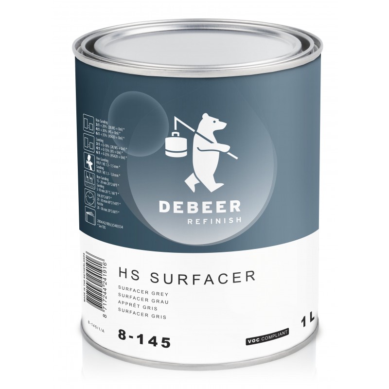 8-145 HS Surfacer Grey DeBeer - 1 Lakiery samochodowe Debeer, Detailing Koch Chemie Środki dla myjni samochodowych