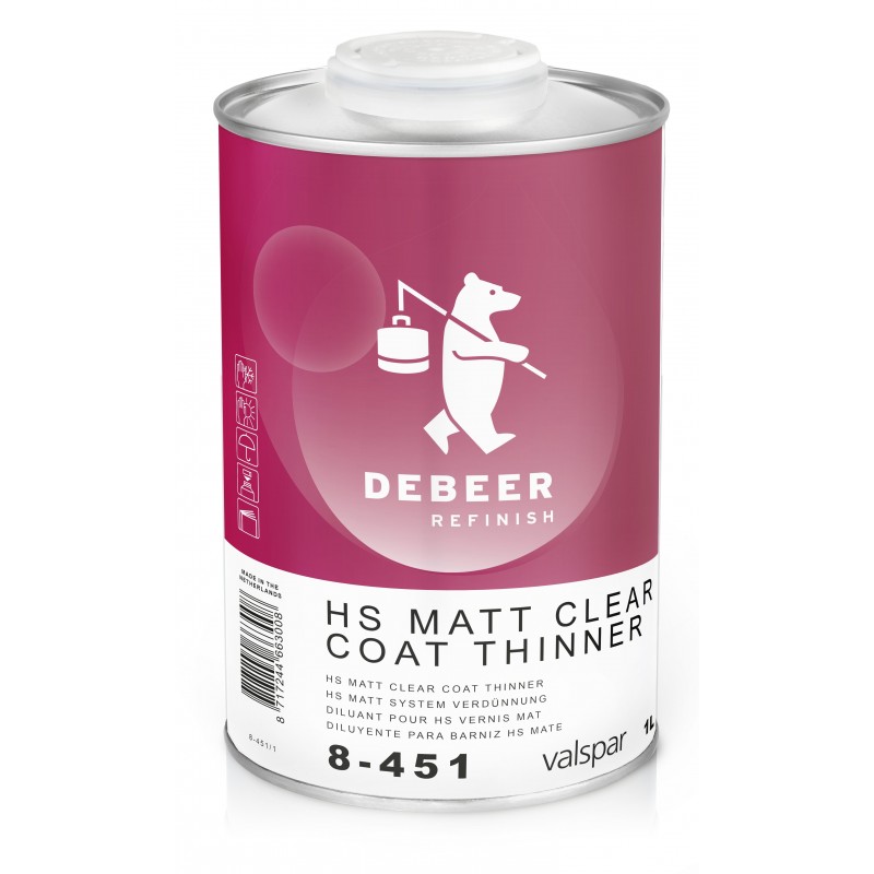 8-451 Matt Clear Coat Thinner DeBeer - 1 Lakiery samochodowe Debeer, Detailing Koch Chemie Środki dla myjni samochodowych