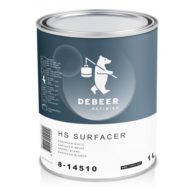 8-14510 HS Surfacer White DeBeer - 1 Lakiery samochodowe Debeer, Detailing Koch Chemie Środki dla myjni samochodowych