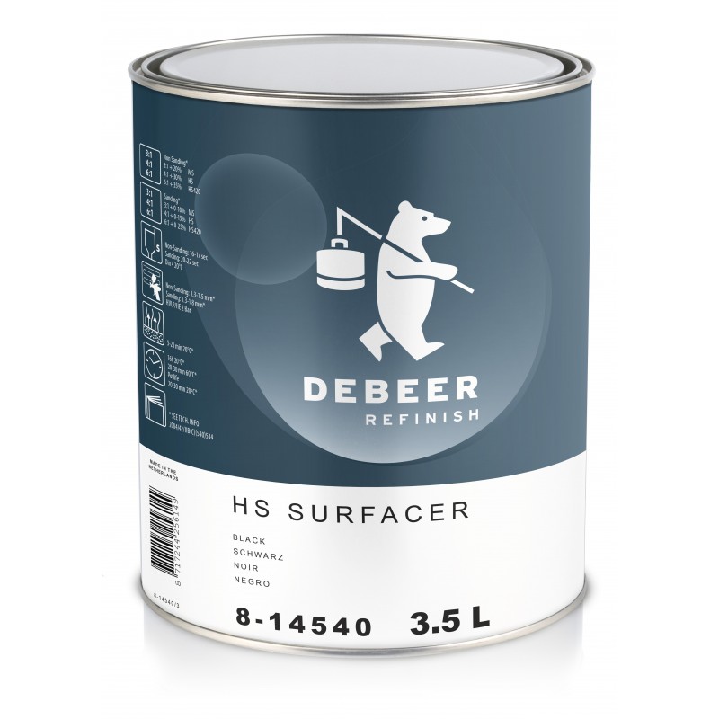 8-14540 HS Surfacer Black DeBeer - 1 Lakiery samochodowe Debeer, Detailing Koch Chemie Środki dla myjni samochodowych
