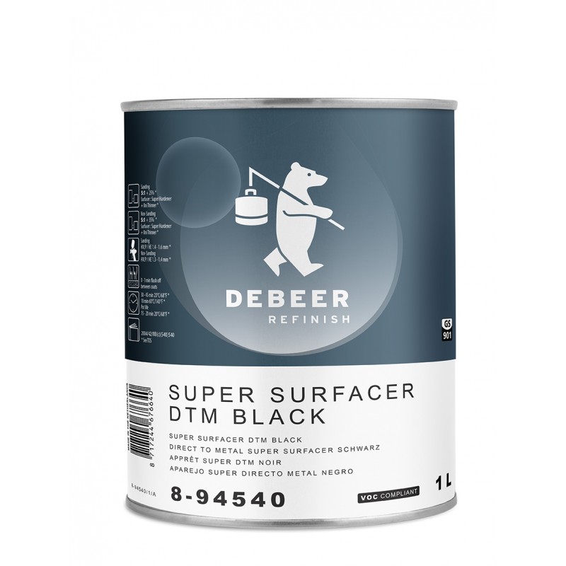 8-94540 Super Surfacer DTM Black DeBeer - 1 Lakiery samochodowe Debeer, Detailing Koch Chemie Środki dla myjni samochodowych